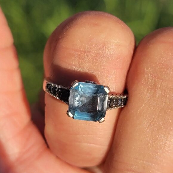 Designer SIRI USA 925 sterling silver asher cut topaz prong set with pave set da - Picture 15 of 16
